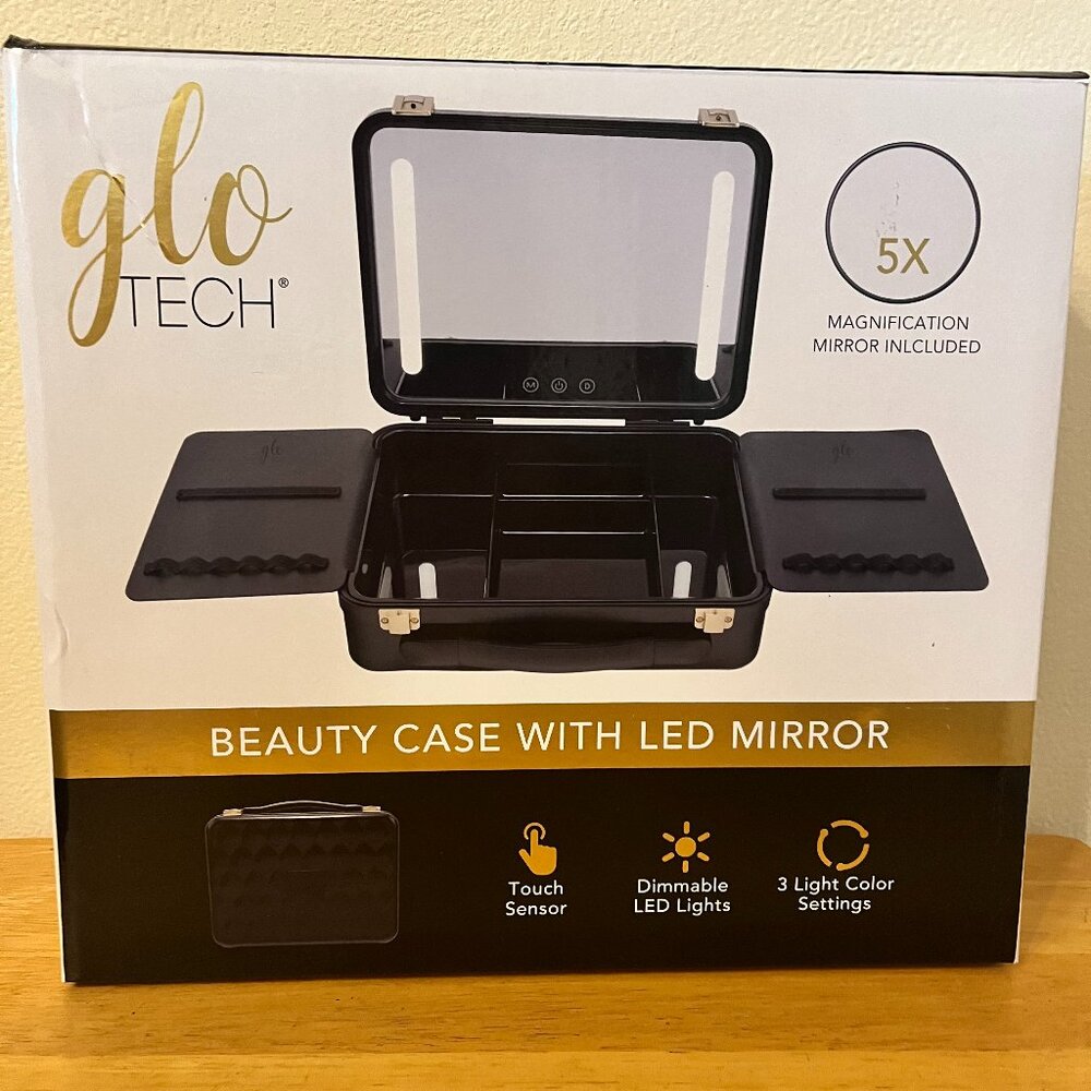 Glo Tech Beauty Case with LED Mirror - New and Unsealed Box